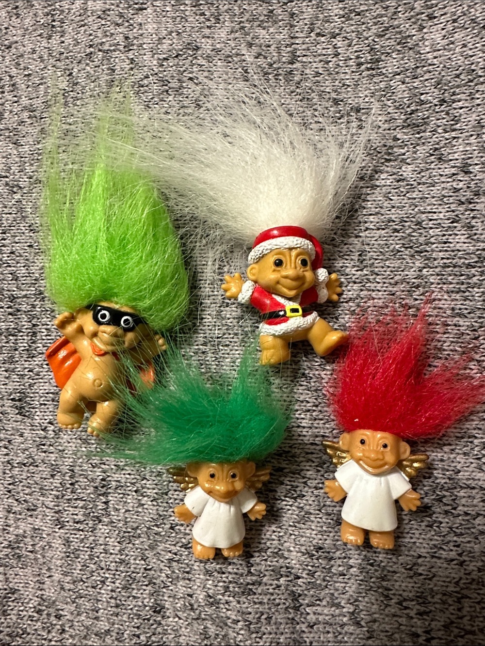 Russ Mini Troll Doll Lot with Green, Red, White Hair